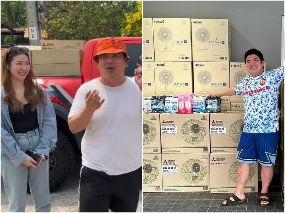 หายร้อนเย็นสบายใจ!! "แจ็ค แฟนฉัน" ควงแฟนสาว ตระเวนแจกพัดลม-แป้งเย็น ประชาชน ช่วยคลายร้อน