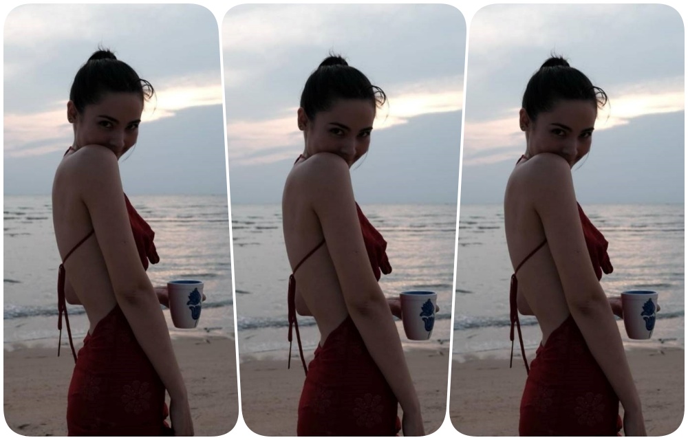 หวานละมุน!! “ญาญ่า” โนบรา อวดผิวสวยริมทะเลยามเย็น