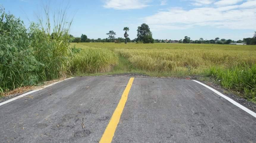 ถนนปริศนาที่ยโสธรทั้งลาดยาง ติดไฟแสงสว่างโซล่าเซลเพียง 700 เมตรเป็นทางตันติดทุ่งนา