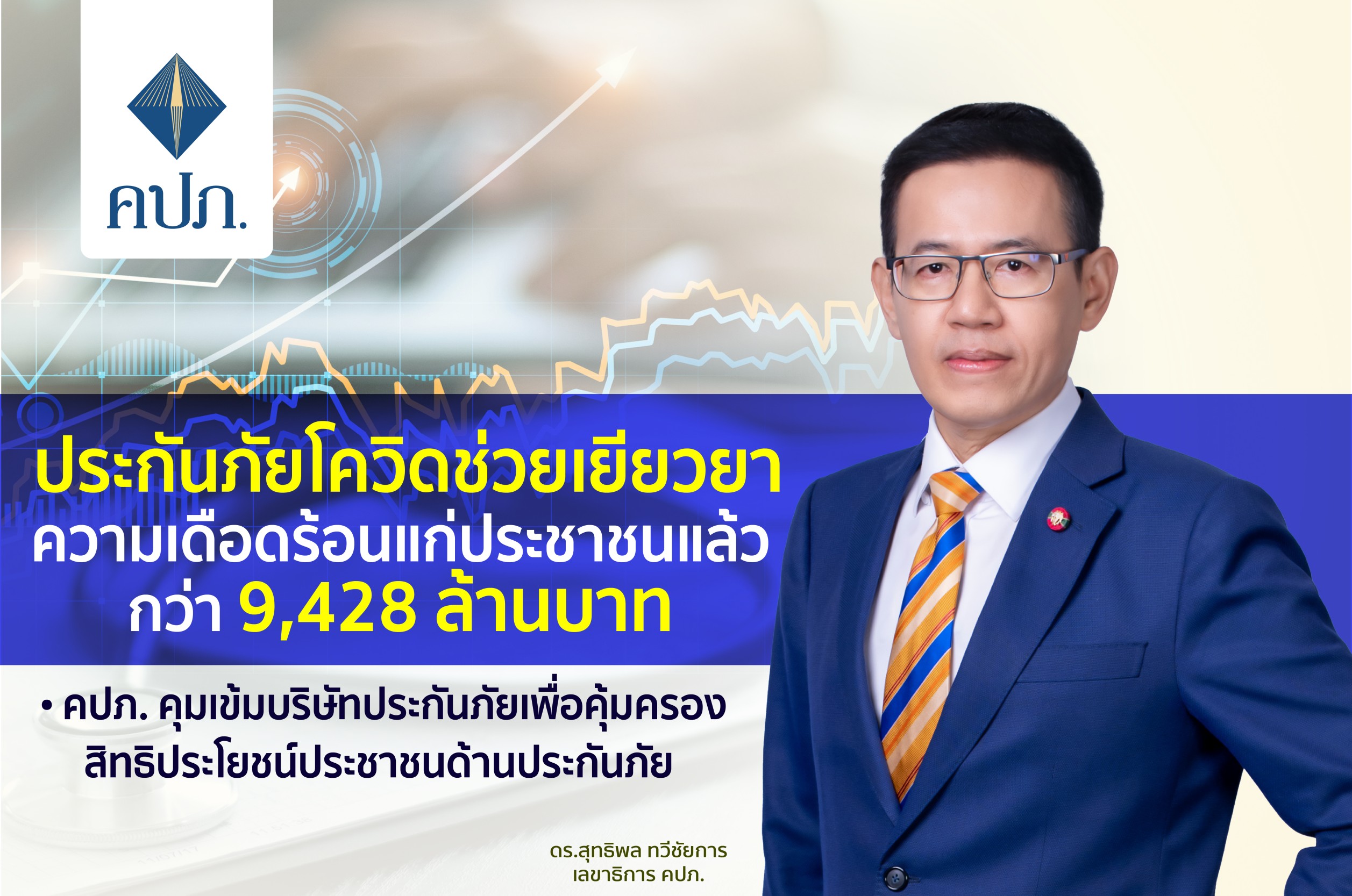 ประกันภัยโควิดช่วยเยียวยาความเดือดร้อนแก่ประชาชนแล้วกว่า 9,428 ล้านบาท • คปภ. คุมเข้มบริษัทประกันภัย เพื่อคุ้มครองสิทธิประโยชน์ประชาชนด้านประกันภัย