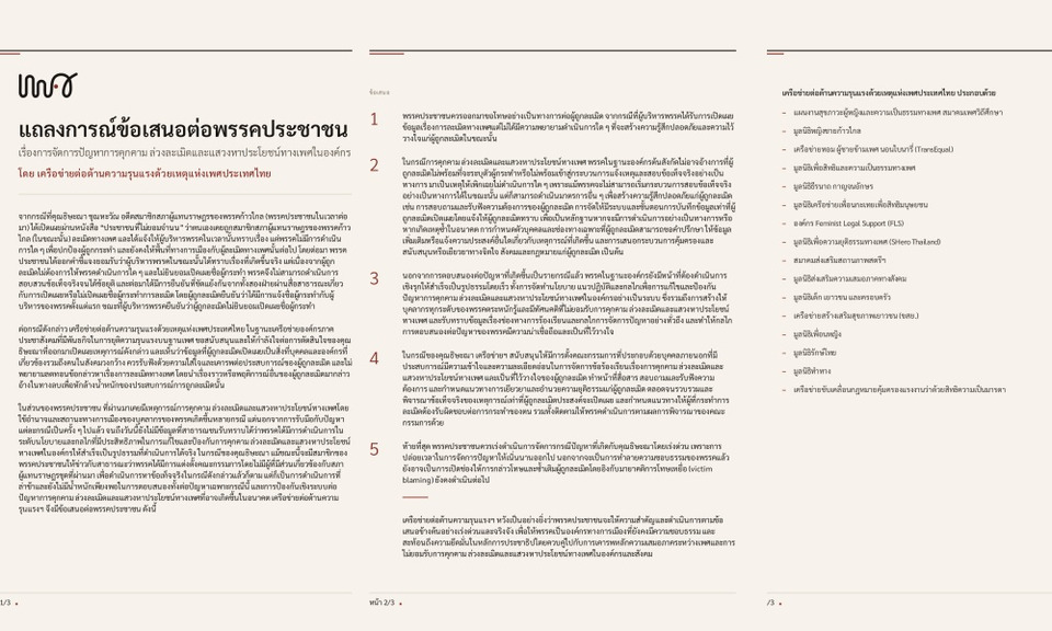 "เครือข่ายต้านความรุนแรงทางเพศ" แถลง 5 ข้อ เสนอถึง "พรรคประชาชน" ปมคุกคามทางเพศในองค์กร