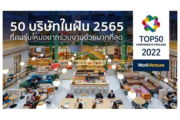 “WorkVenture” เปิด 50 บริษัทในฝันคนรุ่นใหม่อยากร่วมงานด้วยมากที่สุดในปี 2022