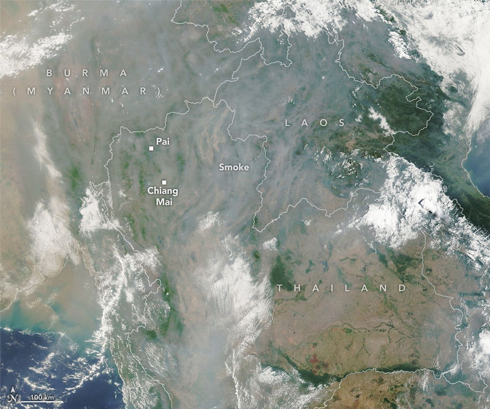 NASA แฉภาพดาวเทียม! ควันพิษนรกคลุมมิดภาคเหนือ "เชียงใหม่" วิกฤตหนัก PM 2.5 ทำท่องเที่ยวหาย 90%