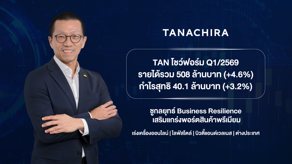"ธนจิรา กรุ๊ป" แกร่ง! Q1/2569 กำไร 40.1 ล้าน รายได้โต 4.6% ดันพอร์ตพรีเมียมรับเศรษฐกิจผันผวน