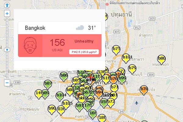 ช่วงเที่ยง ฝุ่นลดอีก เหลือ 10 พื้นที่ยังโซนส้มต้องใส่หน้ากาก