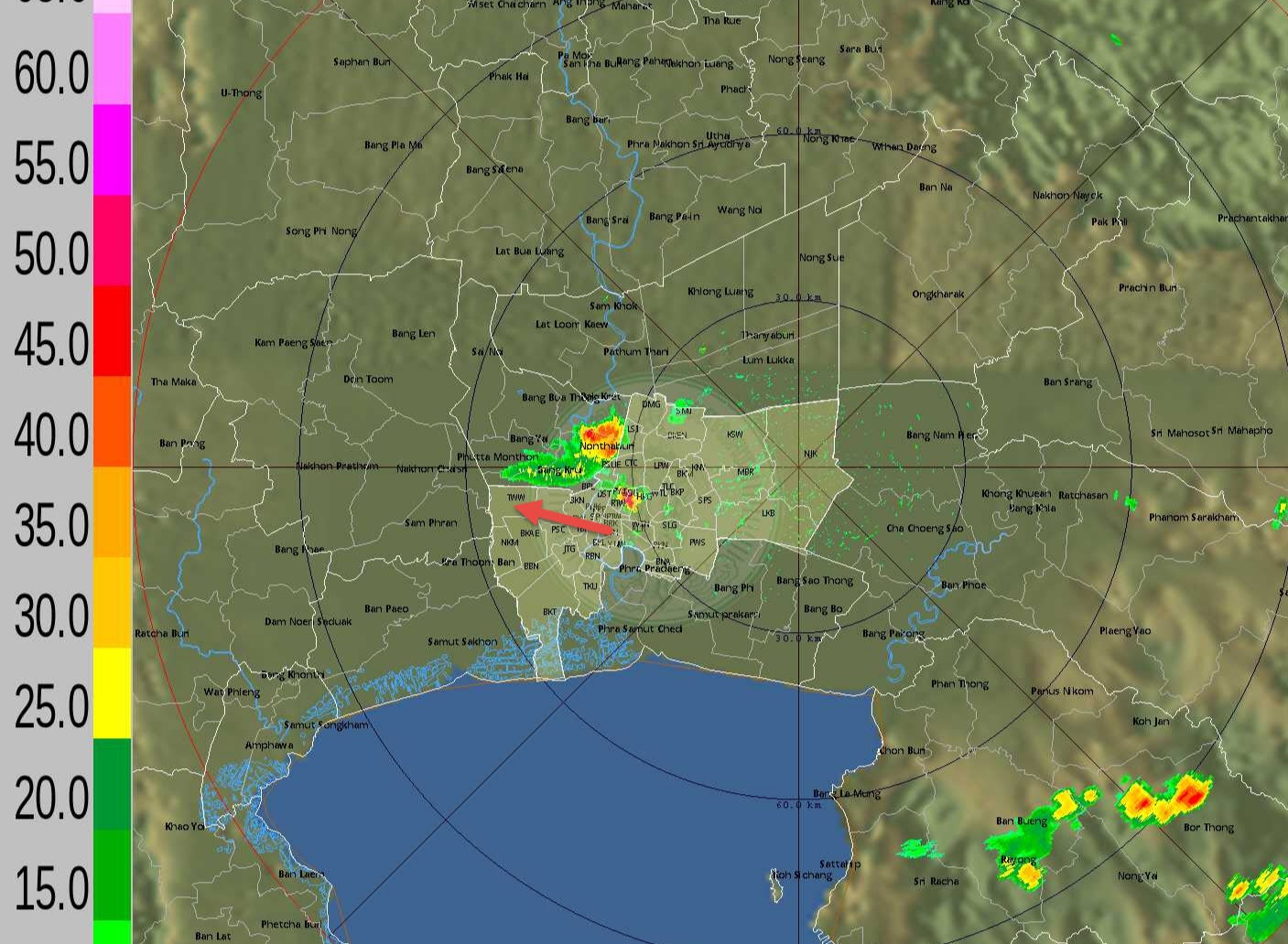 กทม.มีฝนเล็กน้อย-ปานกลาง บางซื่อ-หลักสี่-สายไหม เมืองนนท์ฝนหนัก ขยายตัวไปทิศตะวันตกเฉียงเหนือ แนวโน้มคงที่