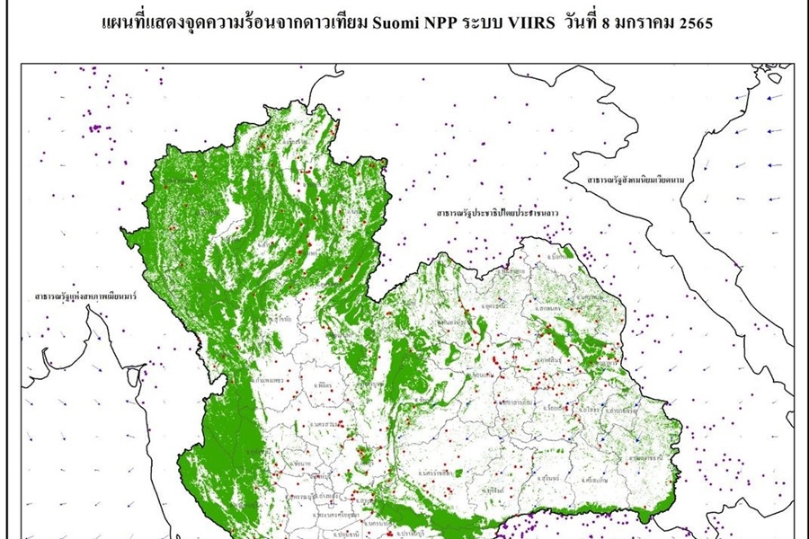 ดาวเทียมจับ 385 จุดความร้อนในไทย ส่วนใหญ่ที่เกษตร       จับตากัมพูชาพุ่งต่อเนื่อง อาจกระทบชายแดนอีสาน