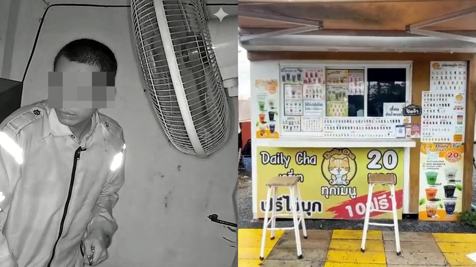 กล้องชัด! โจรงัดร้านชานมขลุง กวาดเงินสด-เหรียญเกลี้ยง 2 นาที ตำรวจเร่งล่า