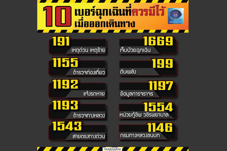 วันหยุดยาว ก่อนออกเดินทางเช็กเบอร์โทรสำคัญที่นี่เลย
