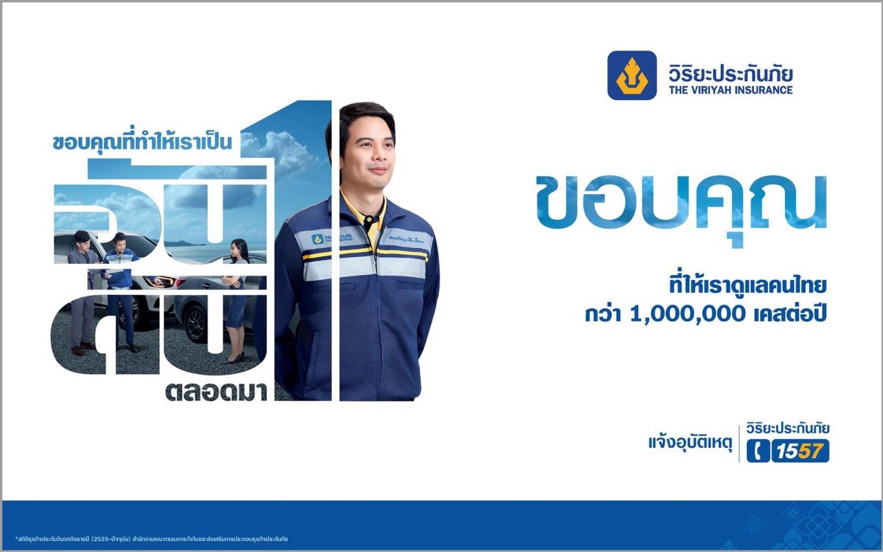 วิริยะประกันภัย ประกาศแคมเปญส่งเสริมภาพลักษณ์ ปี 63"ขอบคุณที่ทำให้เราเป็นอันดับ 1 ตลอดมา"