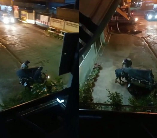สองหัวขโมยยกตู้ชุมสายโทรศัพท์ขนาดใหญ่ใส่ซาเล้งหลบหนีลอยนวล
