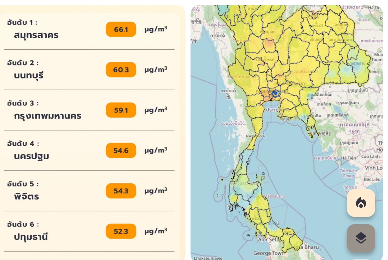 PM2.5 เช้านี้ กทม #ธนบุรี #บางกอกใหญ่ ค่าฝุ่นมีผลต่อสุขภาพ 