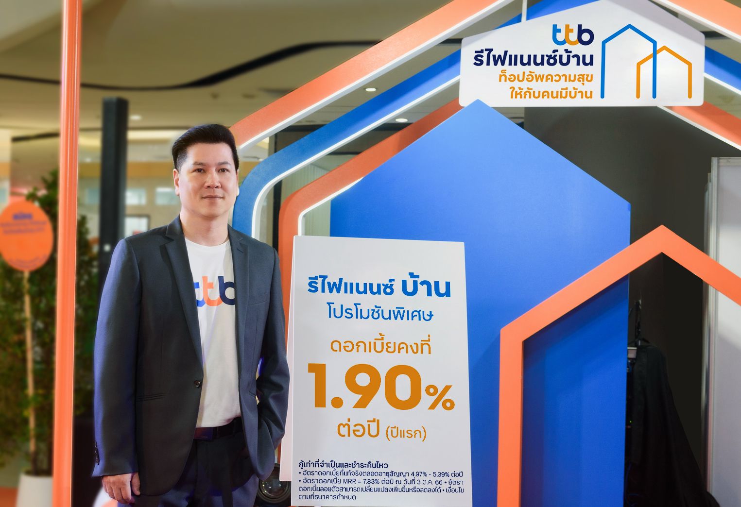 "ทีทีบี" ชวนลูกค้ารีไฟแนนซ์บ้าน จัดโปรแรงส่งท้ายปี ดบ.คงที่ปีแรก 1.90% ช่วยคนมีบ้านลดภาระ เพิ่มสภาพคล่อง รวบหนี้ 