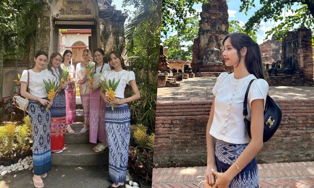 เศรษฐกิจอยุธยาคึกคัก!! แห่ตามรอย "ลิซ่า" แต่งผ้าไทยผ้าถุงซิ่น เที่ยวโบราณสถานเมืองมรดกโลก