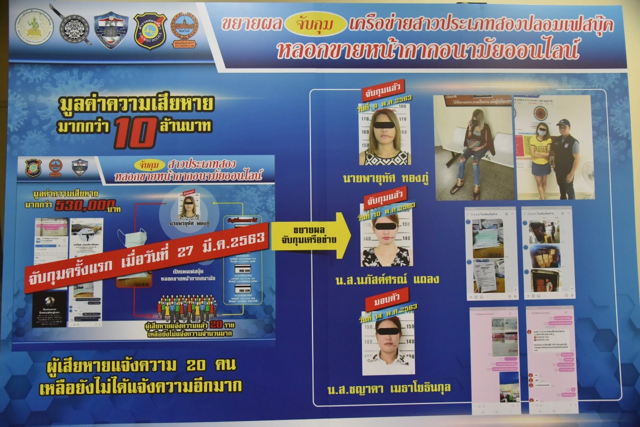 จับเครือข่ายสาวประเภทสองปลอมเฟซบุ๊กหลอกขายหน้ากากอนามัยออนไลน์