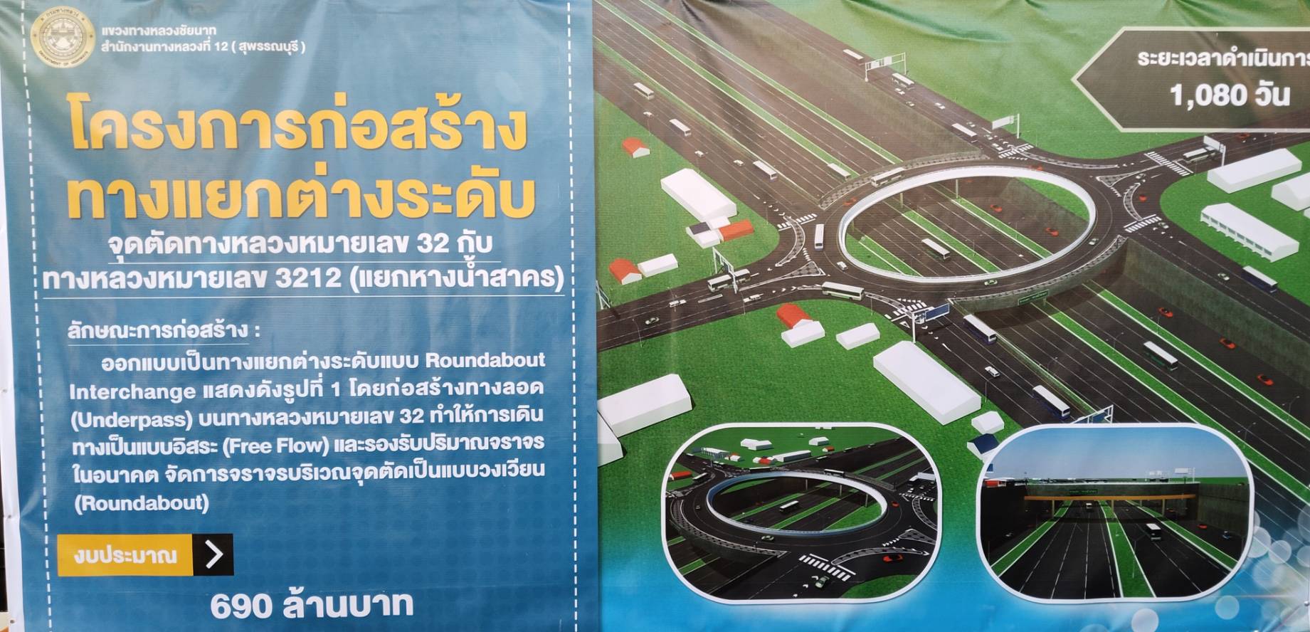 แขวงทางหลวงชัยนาท ทุ่มงบ 690 ล้านบาท สร้างทางแยกต่างระดับลดอุบัติเหตุ สี่แยกหางน้ำสาคร
