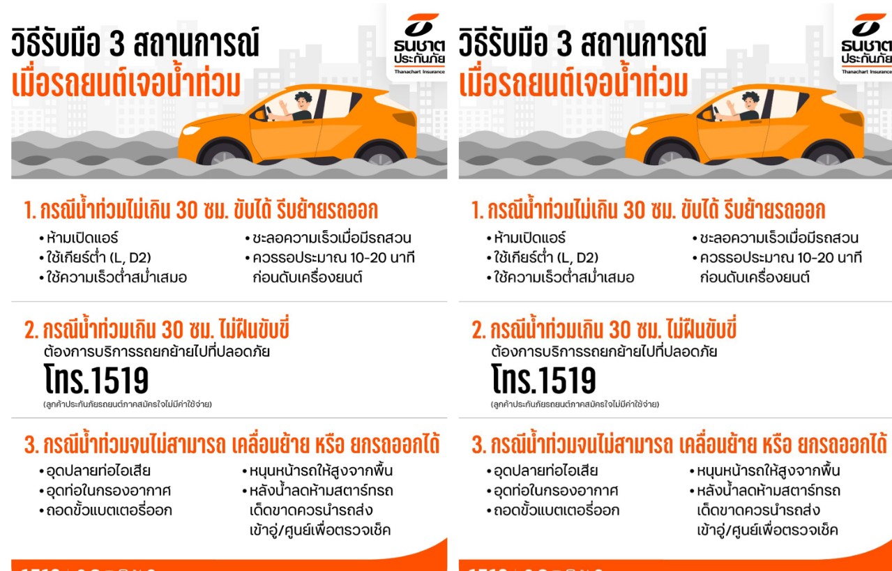 ธนชาตประกันภัย พร้อมให้ความช่วยเหลือลูกค้าที่ได้รับผลกระทบน้ำท่วมจากพายุ “วิภา”