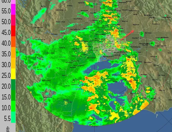 ฝนตกเล็กน้อยสลับปานกลางทั่วกทม.เคลื่อนไปทางตะวันออกเฉียงเหนือสูงสุดที่บางนา