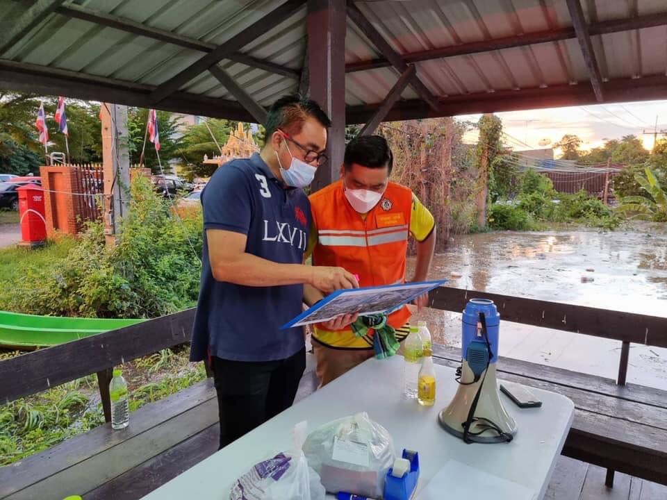 โครงการชลประทานอ่างทอง ลงพื้นที่ติดตามสถานการณ์และประสานงานเหตุอุทกภัยเขตพื้นที่อำเภอป่าโมก 
