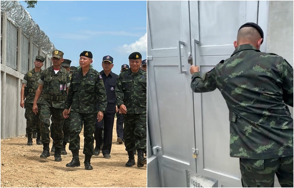 เปิดภาพล่าสุด! รั้วชายแดนไทย-กัมพูชาแห่งแรกคืบหน้า 79% "ผบ.ทหารสูงสุด" ตรวจงานเอง โชว์ปิดช่องว่างมิดชิด กันกระสุน-ล็อกกุญแจ 3 ชั้น