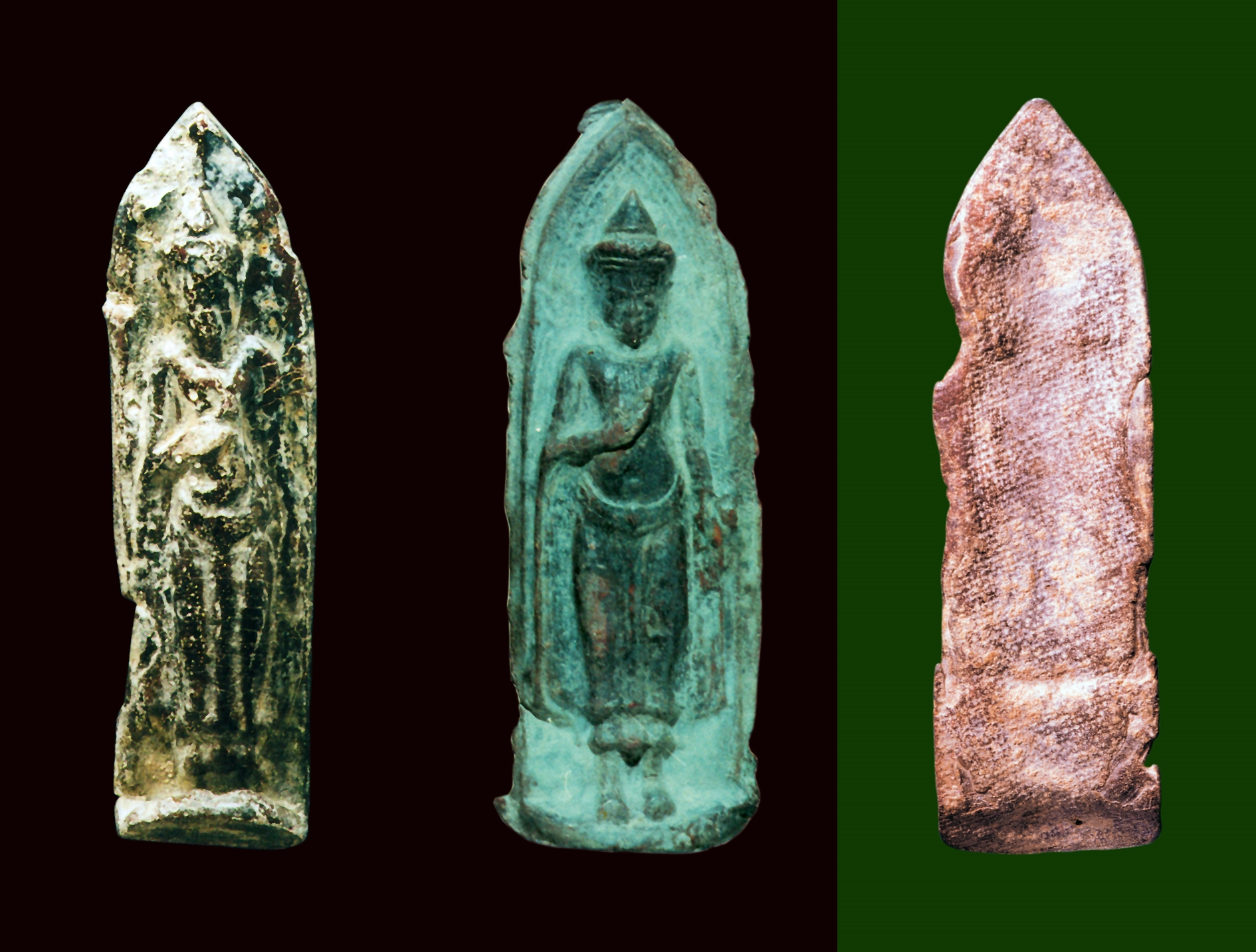พระร่วงหลังลายผ้า เนื้อตะกั่วสนิมแดง จ.ลพบุรี