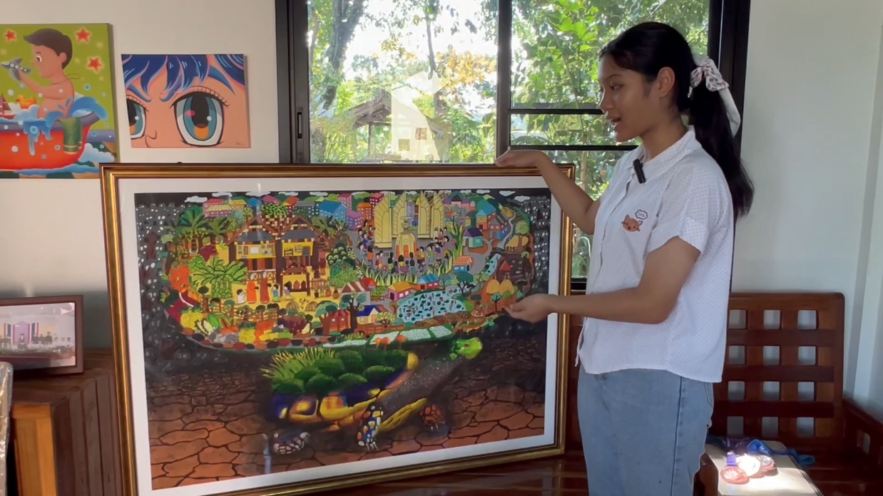 ชื่นชม!สองพี่น้องคนเก่งใช้เวลาว่างวาดภาพเข้าประกวด 