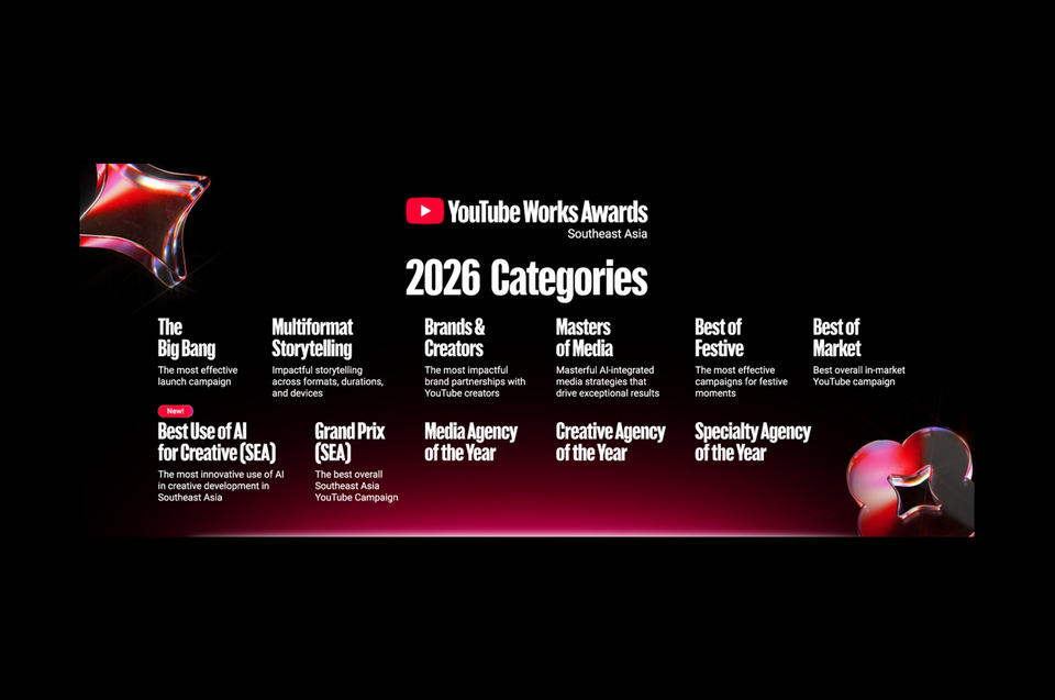 YouTube Works Awards Southeast Asia 2026 เปิดรับผลงานแล้ว พร้อมเพิ่มรางวัลใหม่ "Best Use of AI for Creative"