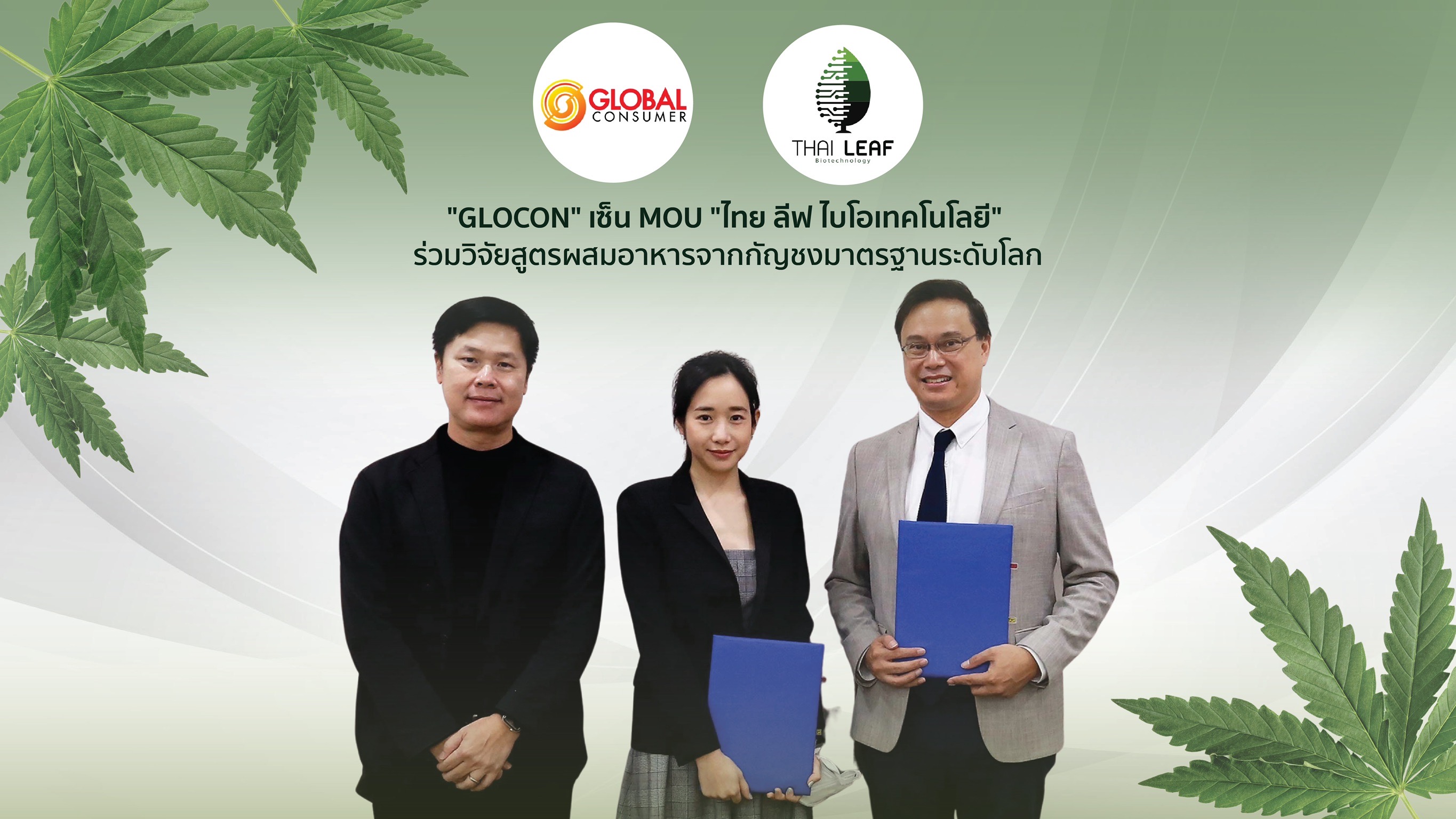 “GLOCON” ผนึก “THAI LEAF” ร่วมวิจัยอาหารผสมกัญชงมาตรฐานระดับโลก