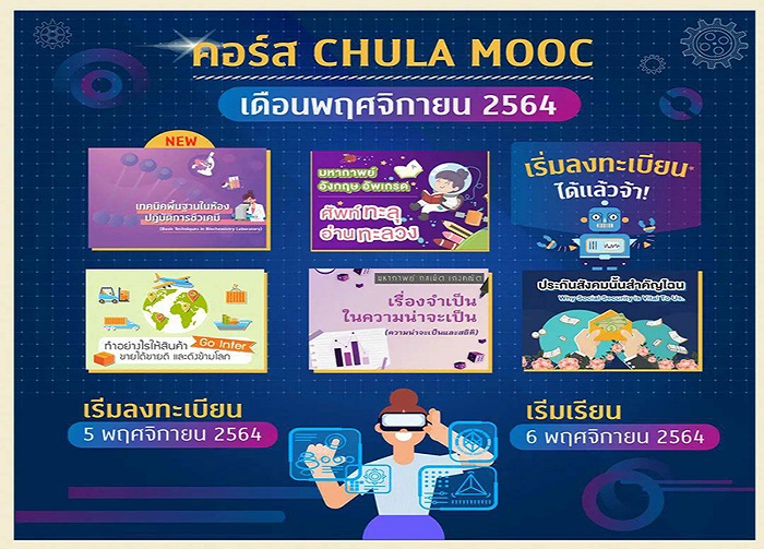 “CHULA MOOC” คอร์สเรียนออนไลน์จากจุฬาฯ เดือนพ.ย.64 