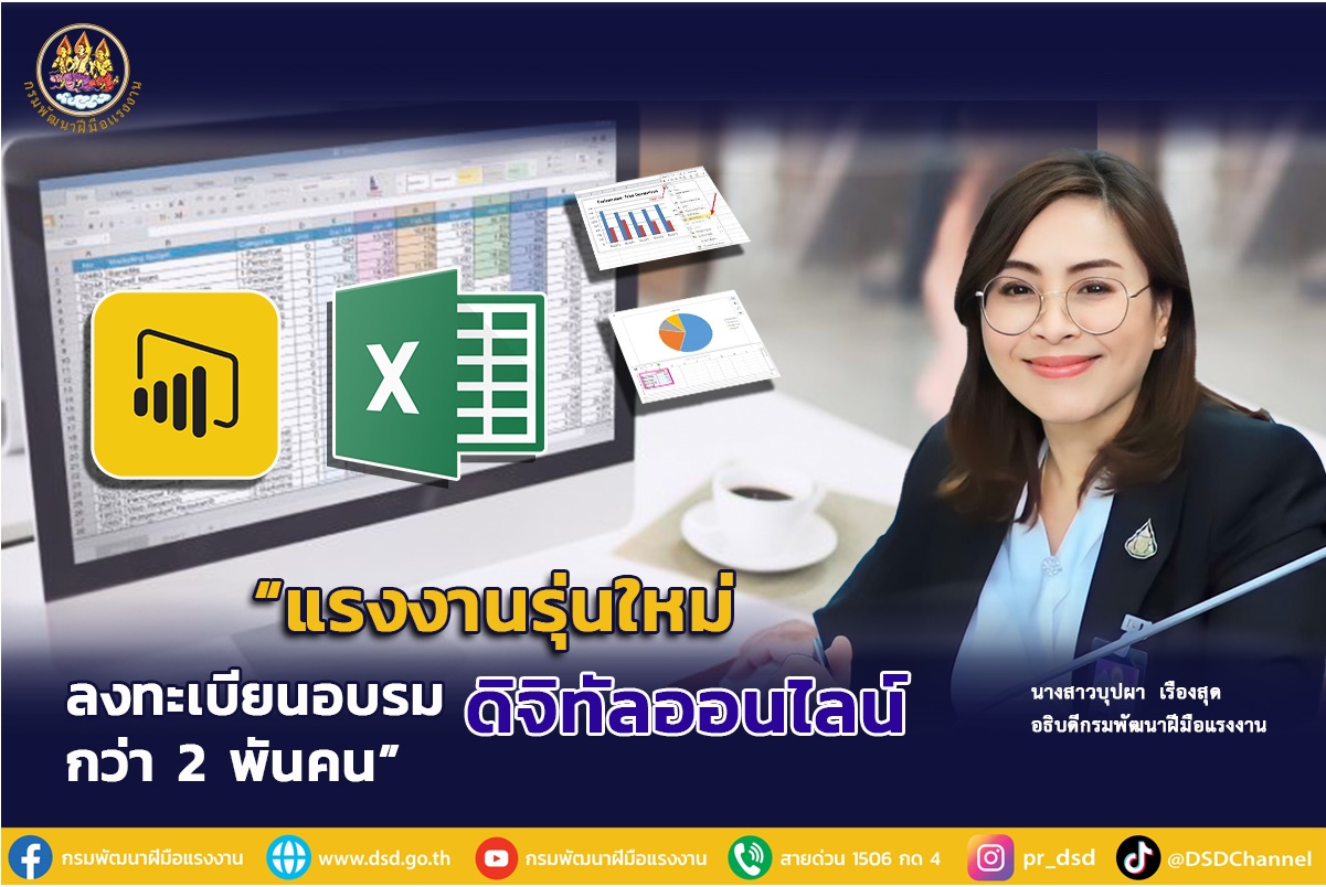 แรงงานรุ่นใหม่ลงทะเบียนอบรมดิจิทัลออนไลน์กว่า 2 พันคน