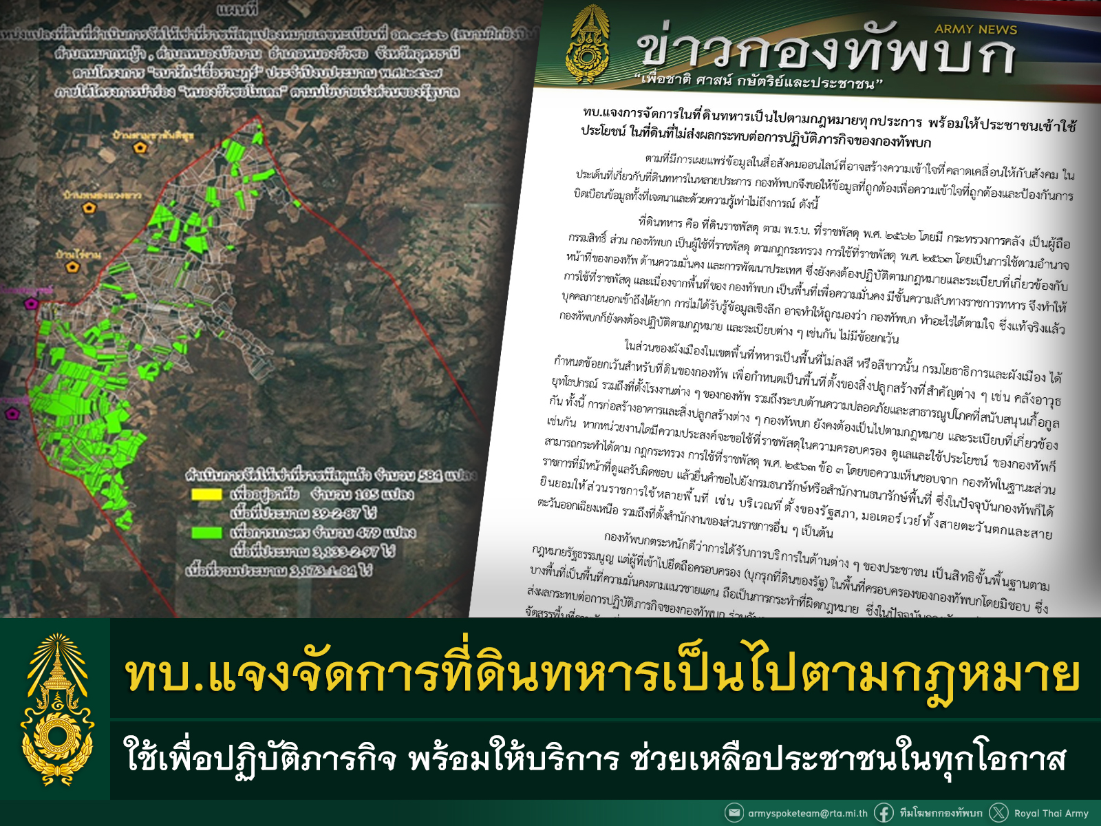 "ทบ."โต้ "ก้าวไกล" ข้อมูลคลาดเคลื่อน ยันจัดการที่ดินทหารเป็นไปตามกฎหมาย
