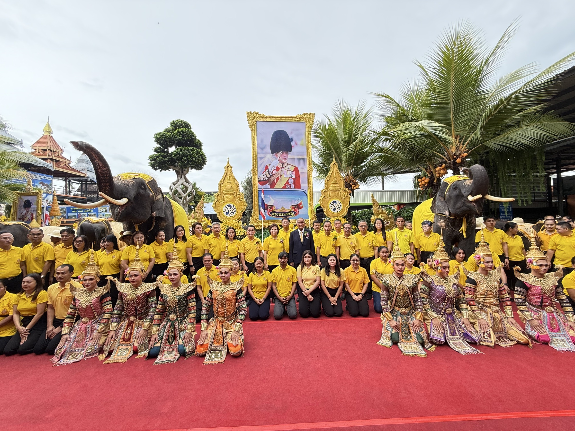 ช้าง 73 เชือกแปรขบวนเทิดไท้องค์ราชันวันเฉลิมพระชนมพรรษาพระบาทสมเด็จพระเจ้าอยู่หัวในพื้นที่สวนนงนุช