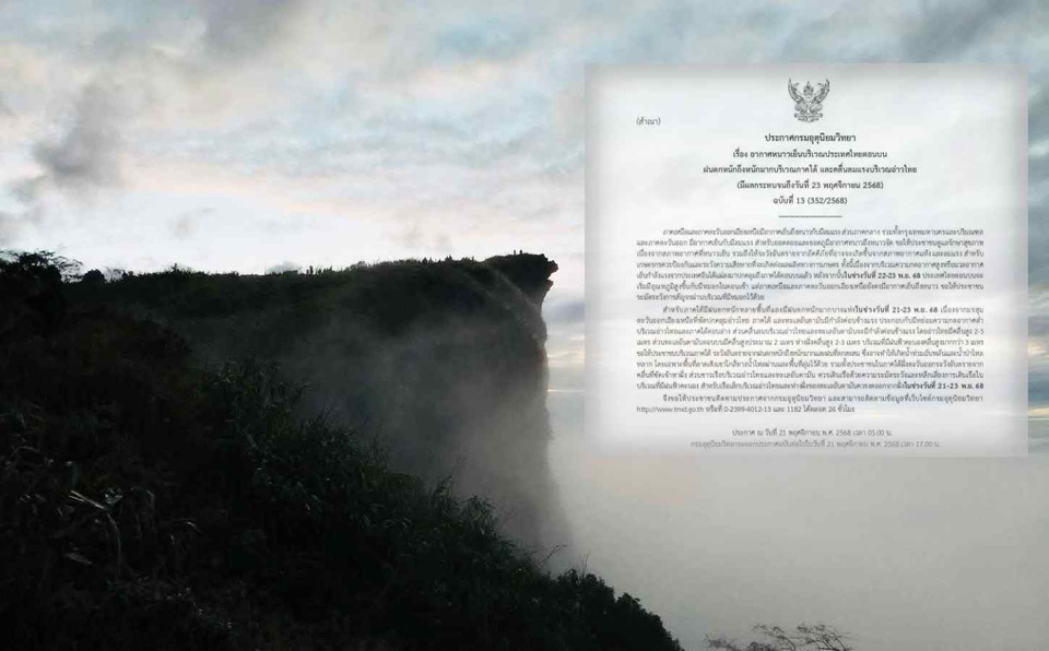 อุตุฯ เตือน ฉ.13 สภาพอากาศทั่วไทยหนาวแรง–ใต้ฝนหนักมาก คลื่นลมอ่าวไทยพุ่ง 3 เมตร เสี่ยงท่วมฉับพลัน