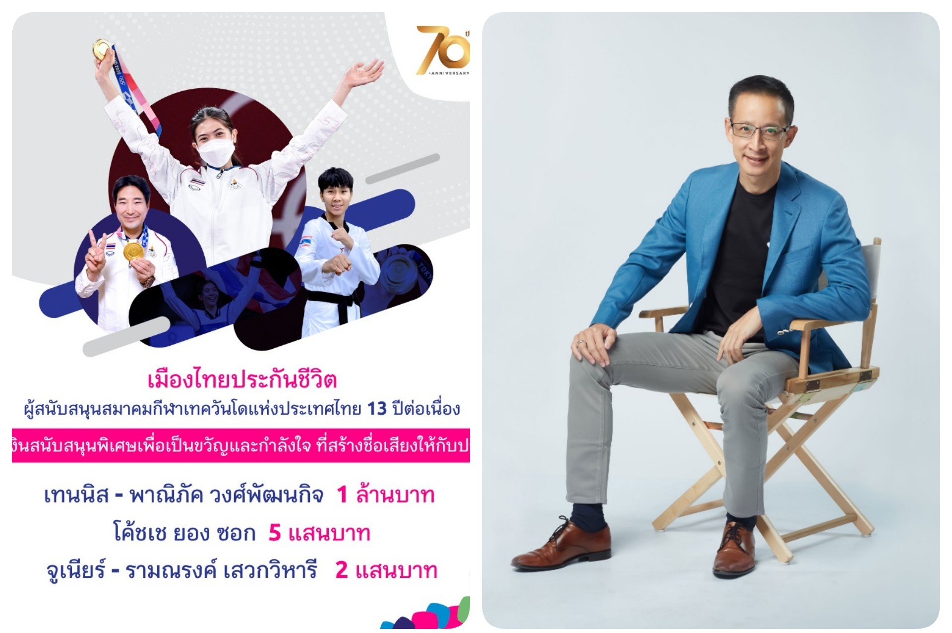 เมืองไทยประกันชีวิต มอบเงิน 1.7 ล้านบาท สนับสนุนตัวแทนนักกีฬาเทควันโดทีมชาติไทย