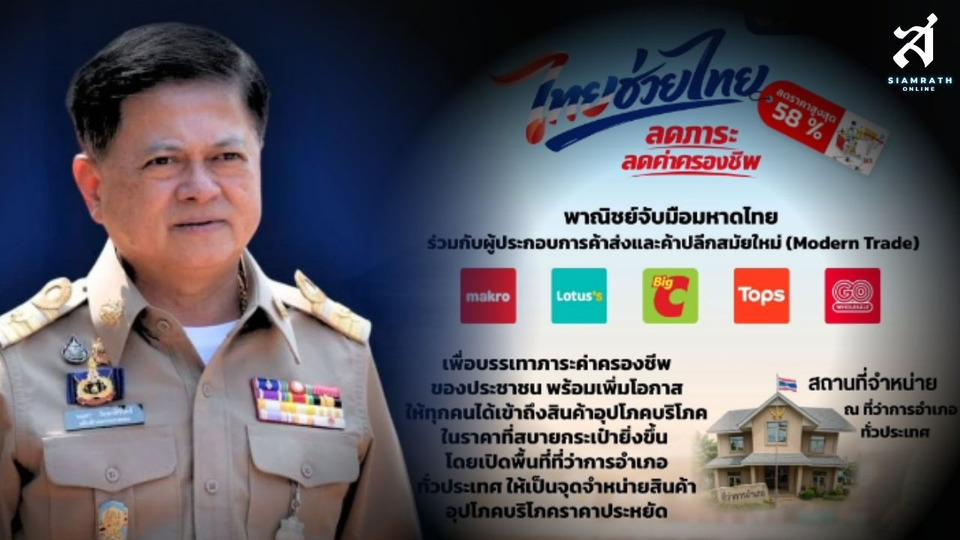 กรมการปกครอง Kick-off โครงการ “ไทยช่วยไทย”  ณ ที่ว่าการอำเภอ 878 แห่ง เริ่ม1 พ.ค.นี้