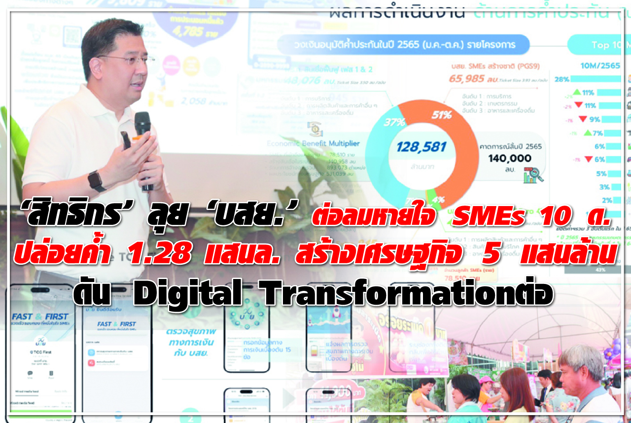 “สิทธิกร” ลุย “บสย.” ต่อลมหายใจ SMEs 10 ด. ปล่อยค้ำ 1.28 แสนล. สร้างเศรษฐกิจ 5 แสนล้าน ดัน Digital Transformationต่อ