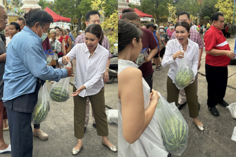 "สุขใจผู้ให้ อิ่มใจผู้รับ – สุภาภรณ์-กฤษฏ์ เปิดพื้นที่ภาษีเจริญ ช่วยชาวสวนแตงโม "
