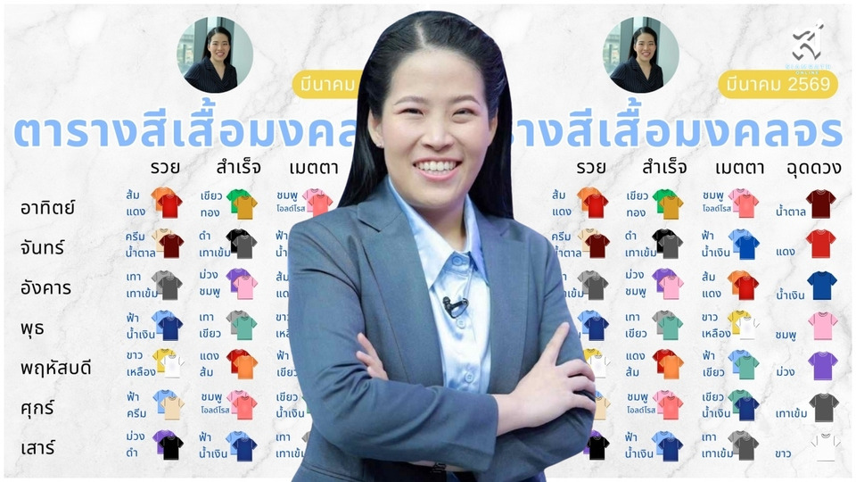 “หมอไก่” เปิดตารางสีเสื้อมงคล มีนาคม 2569 ใส่วันสำคัญ เสริมดวงปังทั้งงาน-เงิน-รัก