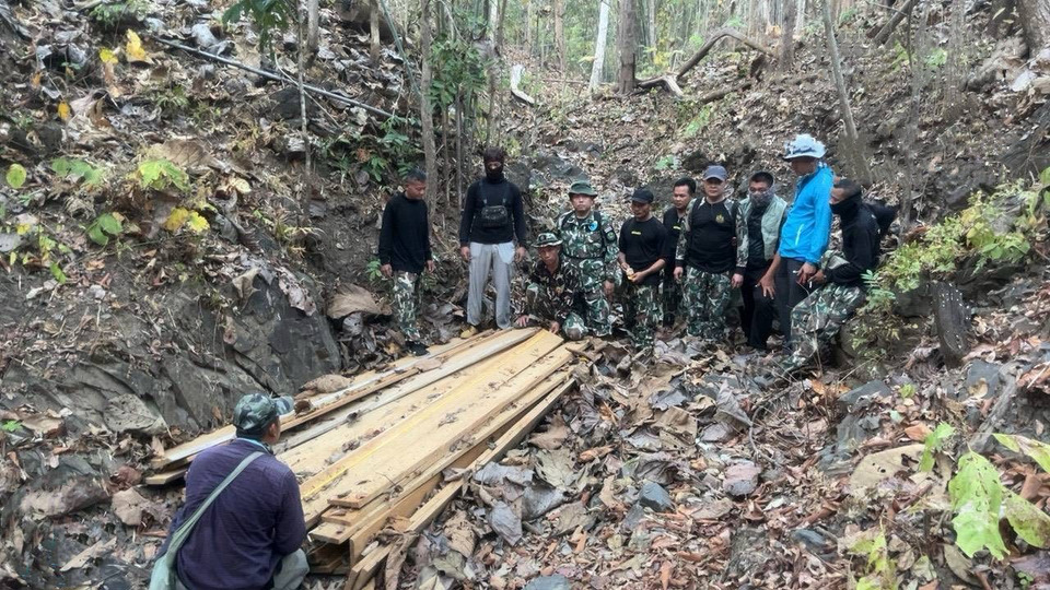 ไม่รอดสายตา! ชุดลาดตระเวนอุทยานสาละวินยึดไม้สักแปรรูป ซ่อนกลางป่ามูลค่ากว่าแสน