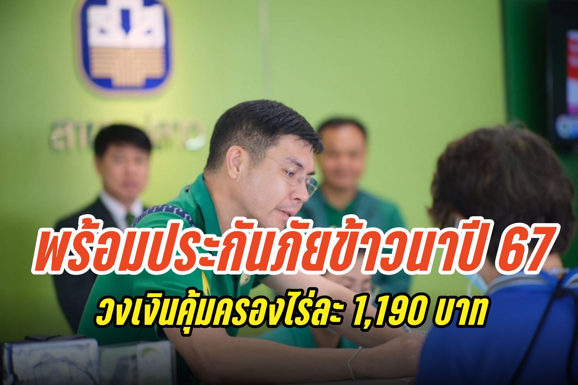เช็กคุณสมบัติที่นี่! ธ.ก.ส.พร้อมดำเนินโครงการประกันภัยข้าวนาปี 67 คุ้มครอง 7 ภัยธรรมชาติ-ภัยศัตรูพืชไร่ละ 1,190 บาท