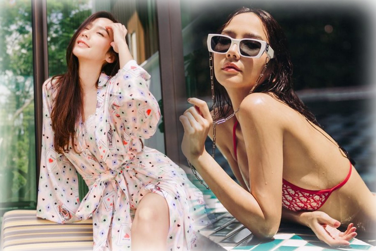 ไอจีลุกเป็นไฟ 'อั้ม พัชราภา' สวมบิกินีตัวจิ๋วเล่นน้ำคลายร้อน