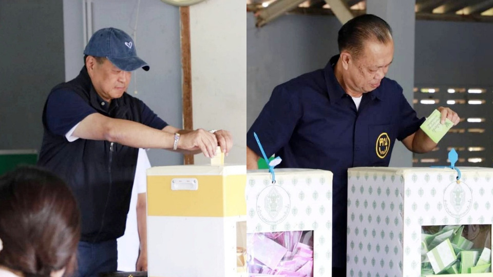 “อนุทิน–เนวิน” ควงคู่ใช้สิทธิเลือกตั้งบุรีรัมย์ ขออวยพรทุกพรรค ลืมบาดหมางช่วงหาเสียง