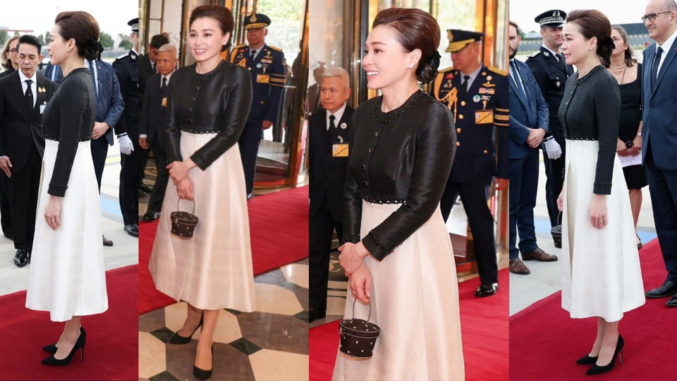 "พระราชินี" ทรงฉลองพระองค์ผ้าไหมยกทอง ลายพุ่มข้าวบิณฑ์ สะท้อนเอกลักษณ์ไทยงดงามสง่า
