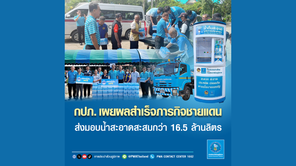 กปภ. เดินหน้าดูแลประชาชนชายแดนไทย-กัมพูชา ส่งน้ำสะอาดกว่า 16.5 ล้านลิตร สนับสนุนภารกิจความมั่นคงต่อเนื่อง