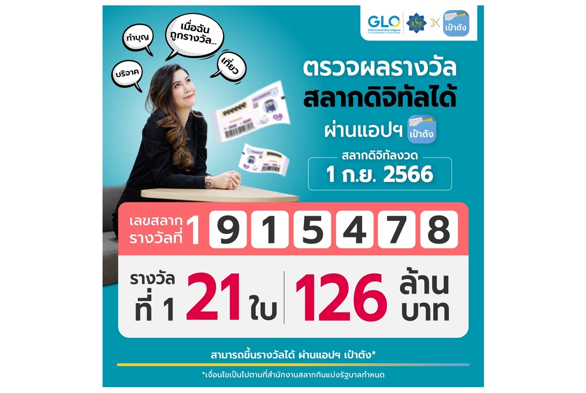 มาแล้วเศรษฐีคนใหม่!สลากดิจิทัลถูกรางวัลที่1ทั้งหมด21ใบรวม126ล้านบาท"ดวงเฮง"ถูก 6 ใบคนเดียวรับ36ล้าน