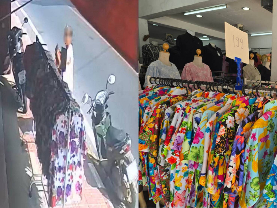 วงจรปิดชัด! สาวใหญ่ฉกเสื้อลายดอกสงกรานต์ เจ้าของร้านบ่นเศรษฐกิจซัดหนัก 