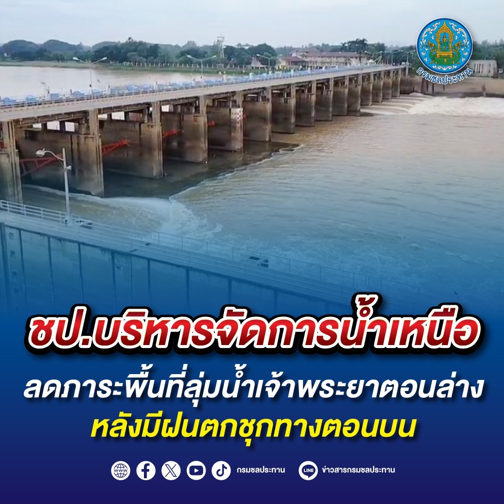 ฝนตกชุก!! เร่งบริหารน้ำเหนือ ลดภาระพื้นที่ลุ่มน้ำเจ้าพระยา