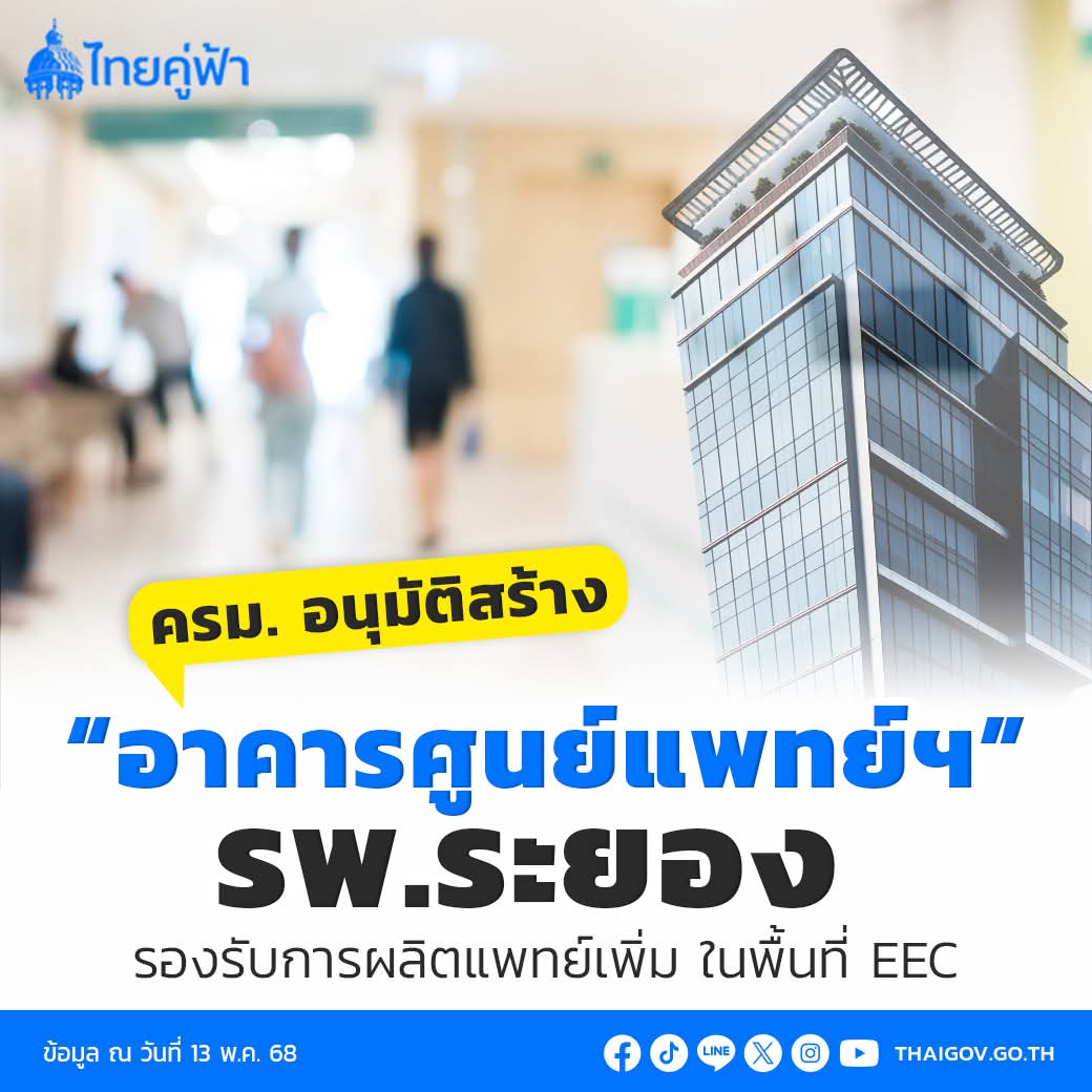 ครม.อนุมัติสร้าง “อาคารศูนย์แพทย์ฯ” รพ.ระยอง รองรับการผลิตแพทย์เพิ่ม ในพื้นที่ EEC
