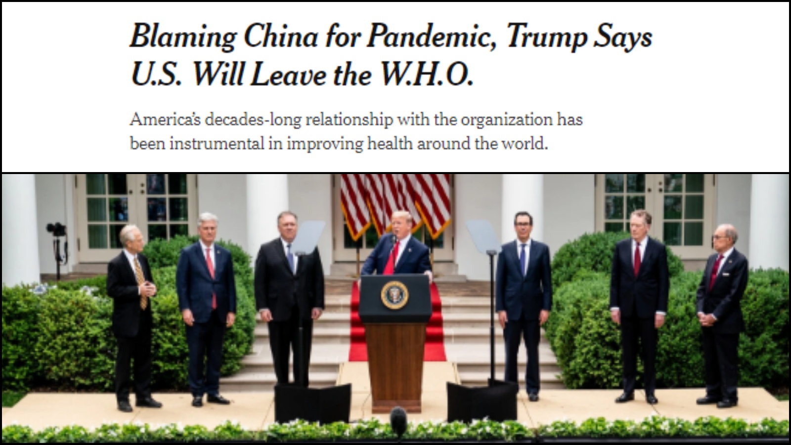 โทษจีนและ W.H.O. สำหรับการระบาดใหญ่ NYT : ทรัมป์ไม่ควรทำจริงๆ