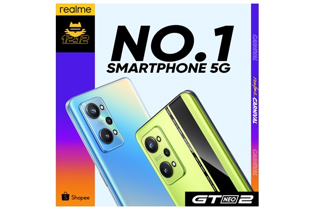 realme GT Neo2 5G กวาดยอดขายสูงสุดในหมวดสมาร์ตโฟน 5G บน Shopee กับแคมเปญ 12.12 realme Carnival